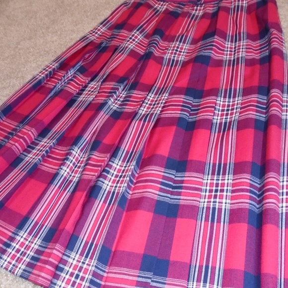 Vintage Pendleton Wool Tartan Plaid Maxi Skirt Red Preppy Old Money Classical - Picture 8 of 10